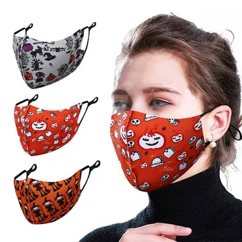 

3pcs Halloween Adult Masks Pumpkin Printed 3d Face Mask Adjustable Washable Reusable Mouth Cover Mascaras Reutilizables Masque