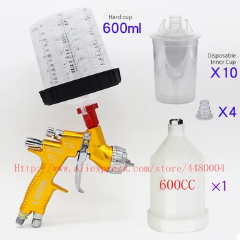 Buy GTI Gravity Spray Gun, Air Spray Gun 1.3mm With 600CC Paint Mixing Cup Kit Suitable For Automotive Spraying