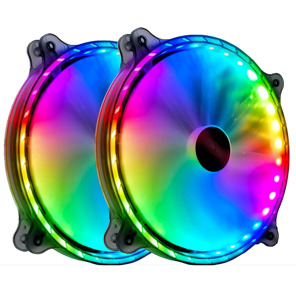 20 см гидравлический подшипник 11 лопастей RGB Вентилятор охлаждения тихий большой объем воздуха прочный с пультом дистанционного управления для компьютера чехол 32 светодиодный