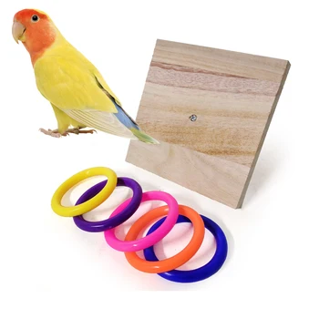 

10x10cm Wooden Bird Parrot Platform Plastic Ring Intelligence Training Chew Toy Bird Toy Supplies Pet Intelligence #2