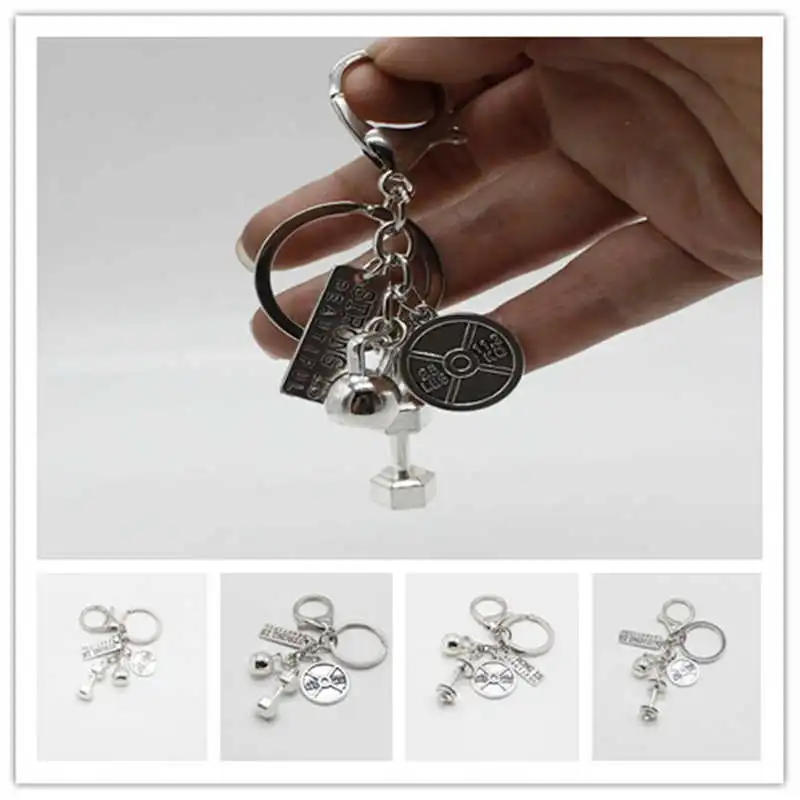 

Explosive models charm fitness series dumbbell barbell kettle bell key ring alloy lobster buckle key ring jewelry