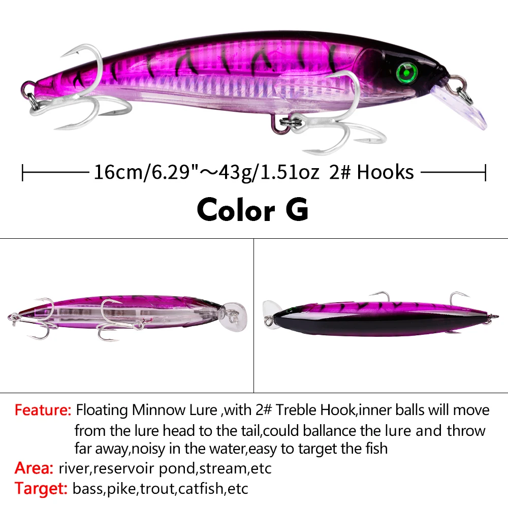 Proberos 9pc Fishing Lure Big Crankbait Minnow Bass 16cm-6.3 42.9g-1.51oz  6 Colors Artificial Bait Pike Carp Top Quality Lures - Fishing Lures -  AliExpress