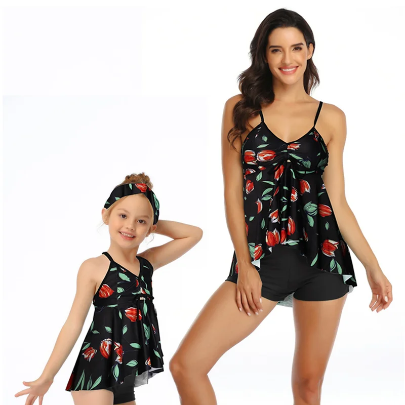 

bunvel Family Matching Beachwear Swim Costume 2020 Summer Fashion Mommy and Me Swimsuit Flower Pattern Ladies Baby Girl Clothes