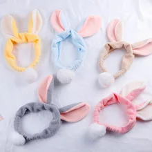 Manufacturers Direct Selling Coral Velvet Rabbit Eared Furry Ball Hair Band Cute Children Face Wash Cartoon Headband a Generatio
