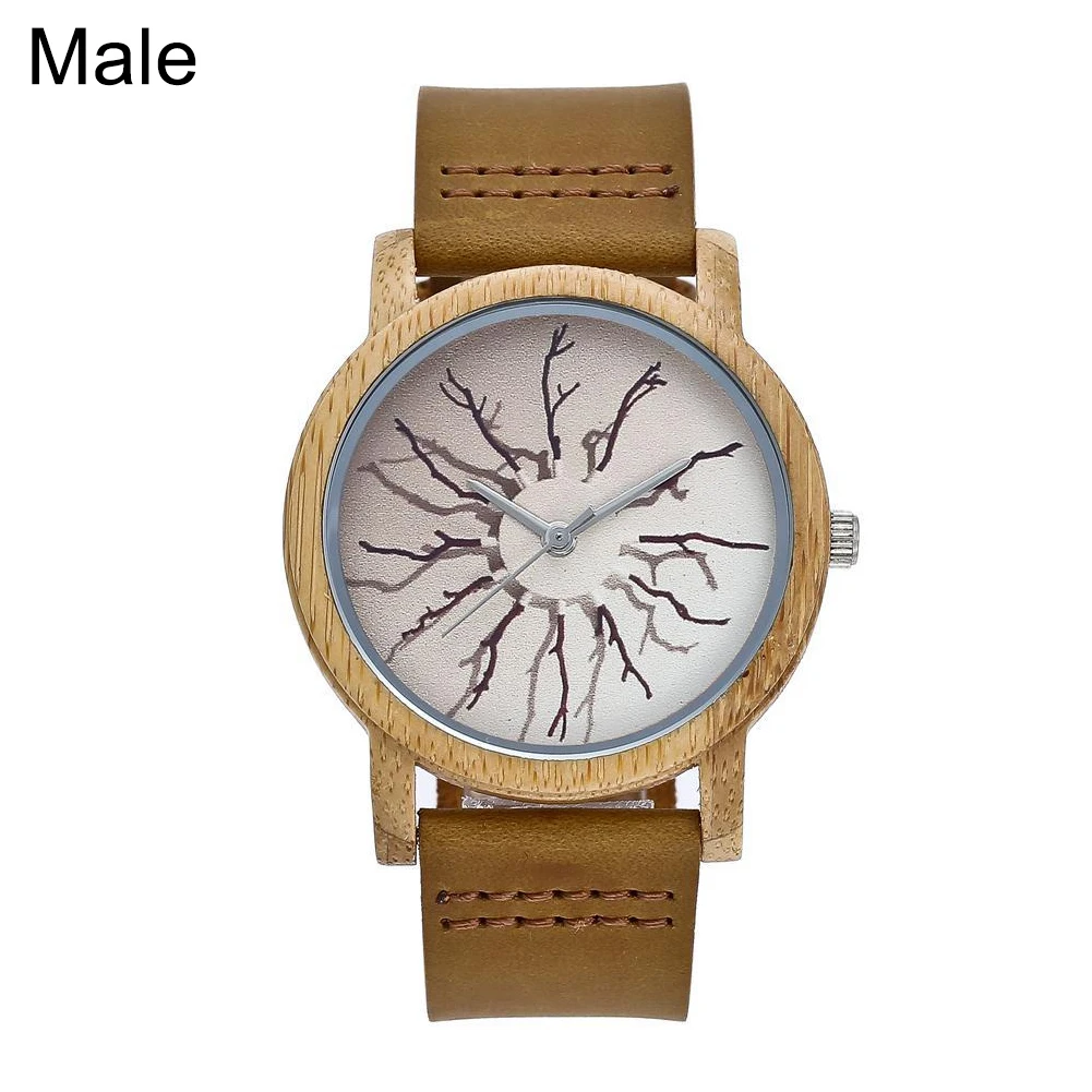 Модные парные часы деревянные часы бамбуковые унисекс водонепроницаемые Простые повседневные часы PU Кожаный ремешок аналоговые наручные часы
