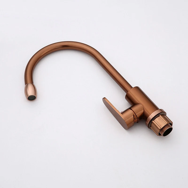 Space Aluminum Kitchen Faucets Deck Mounted Stream Hot Cold Water Mixer Tap Rose Gold Single Hole Plug Sink Faucets Grifo Cocina