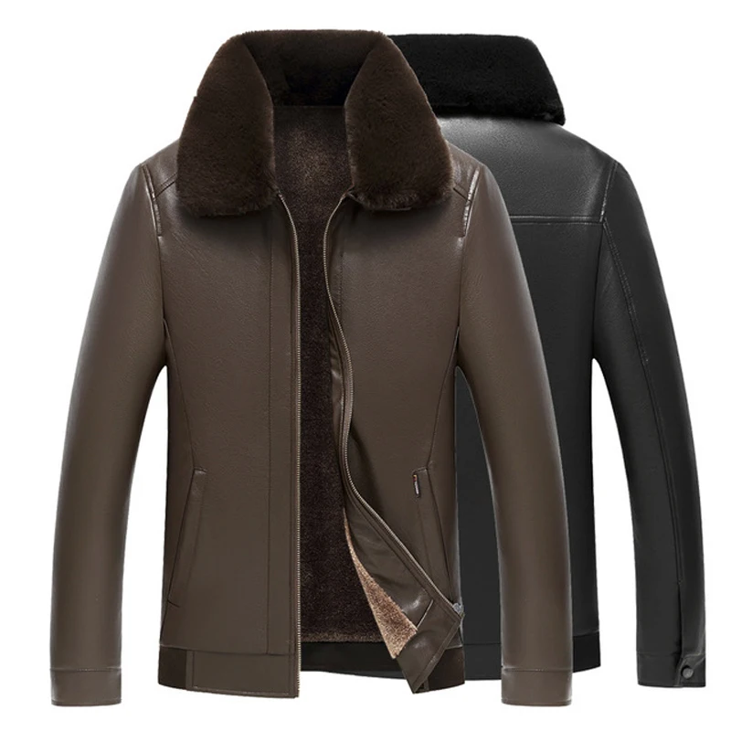 Зимний искусственный меховой кожаный жакет для мужчин s плюс размер 60 pu кожаные куртки для мужчин из искусственного меха Толстая теплая замшевая куртка