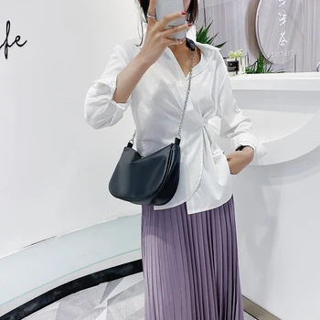 

Women Solid PU Leather Shoulder Bag Classic Texture Delicate Creative Design Chic Simple Big Capacity Chain Messenger Handbags
