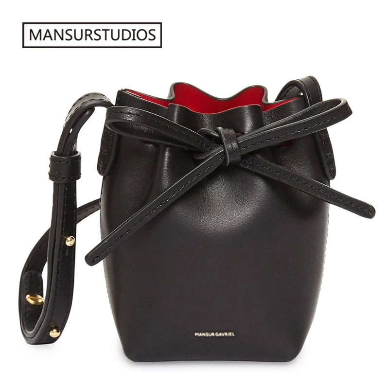 Buy MANSURSTUDIOS MINI Bucket Bag Mansur women Real Leather Shoulder bag , Gavriel ladies leather Crossbody bags Small bag for girl