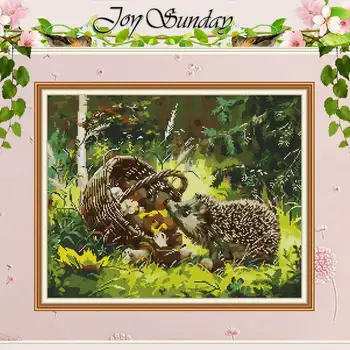 

Little hedgehog animals patterns counted Cross Stitch 11CT 14CT Cross Stitch Sets DIY Cross-stitch Kits Embroidery Needlework