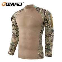 Тактическая военные Армейская Камуфляж Боевая Рыболовный длинным рукавом Рубашка рыбалки ФутболкаКостюм Походов