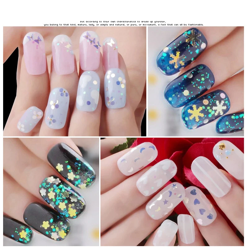 Nail Art Блеск зимние хлопья неправильной формы дизайн конфетти блестками Акриловая