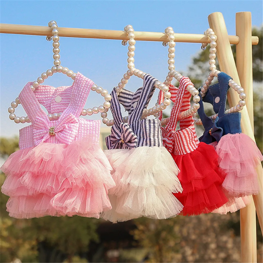 

Miflame Lace Dog Dress Bowknot Puppy Dresses For Dog Clothes Summer Pet Fancy Dress Schnauzer Chihuahua Dress Elegant Dog Skirt