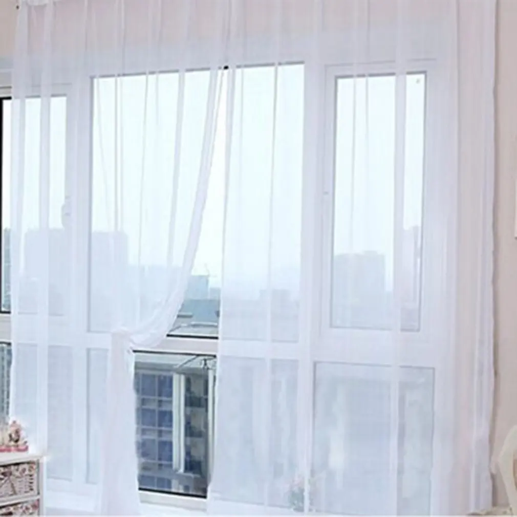 

Fashion Simple Solid Color Tulle Door Window Curtain Washable Drape Panel Sheer Scarf Valances Translucent Design