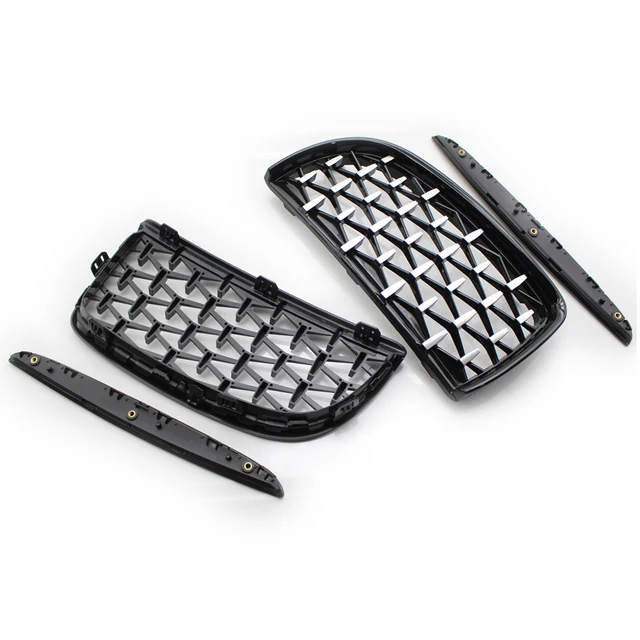 Griglie Rene Anteriore BMW E90 E91 - Nere Lucide, In ABS, Per 320i 325i 330i 335i 2005-2008