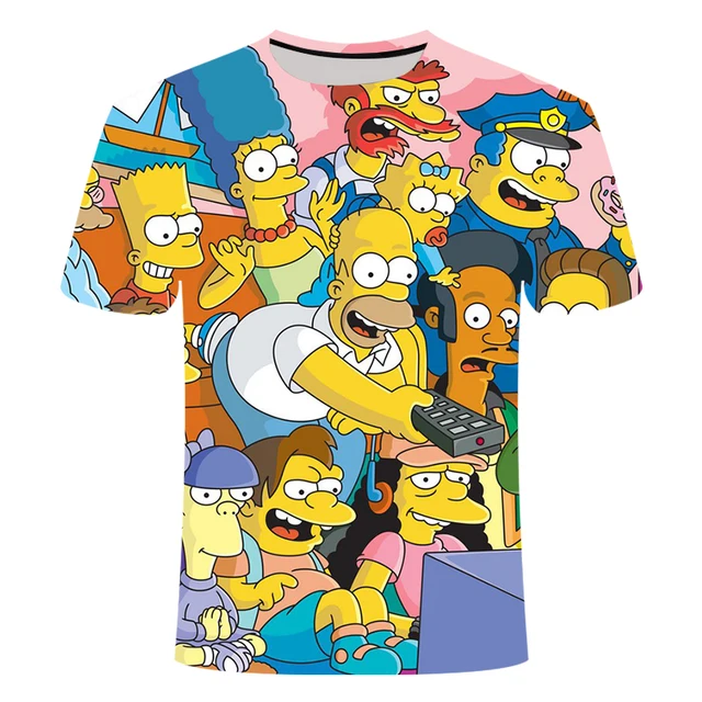  men and women wild Simpson 3D printed T-shirt Harajuku cartoon funny Simpson T-shirt O-neck short sleeve casual T-shirt