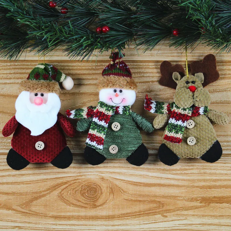 

Christmas Decoration Pendants toy Outside Xmas Tree Hanging Ornament Santa Claus Snowman bear for Home Decor 3pcs/Lot random @