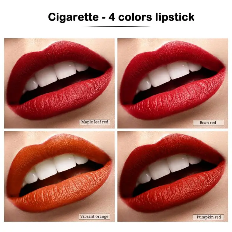 New Cigarette Tube Lipstick Set 4 Colors Matte Long Lasting Waterproof Matt Lip Stick Tube Nude Red Lips Makeup TSLM2