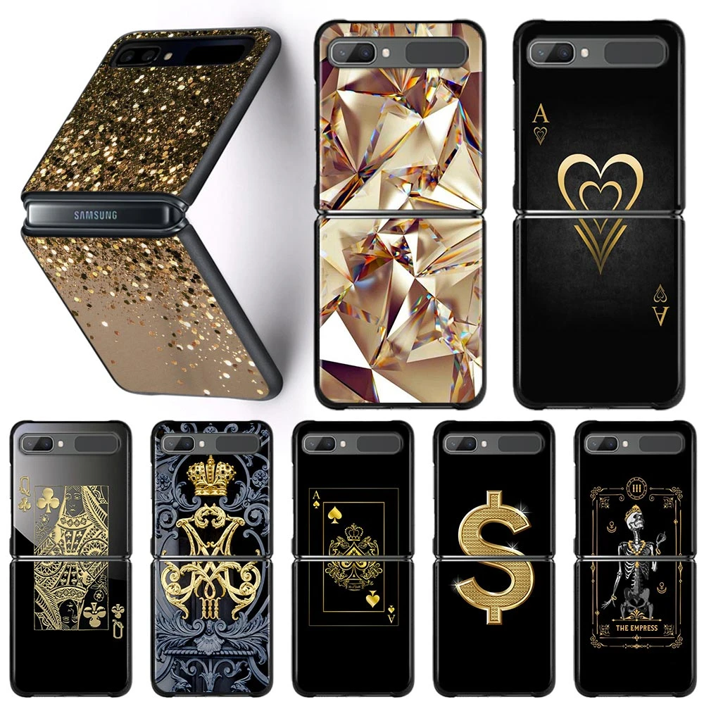 Phone Case For Samsung Galaxy Z Flip3 5G Cases for Samsung Z Flip 3 zflip Coque Hard Shell Fundas Ace Of Diamonds In Gold Art galaxy z flip3 5g case