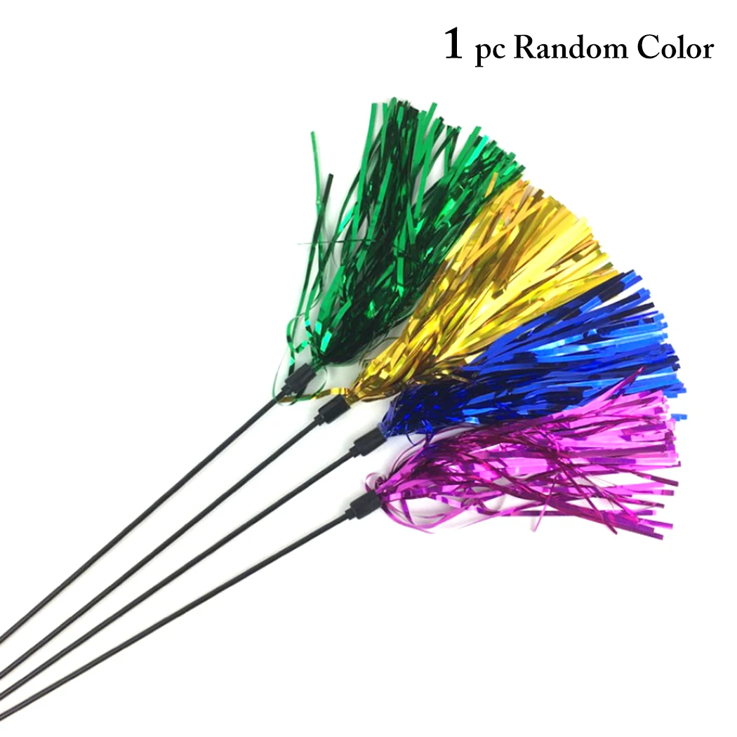 

Luxury 1Pcs Cat Teaser Wand Crinkle Tassel Colorful Ribbon Cat Interactive Wand Cat Exercise Toy Cat Pet Training Toys Supplies