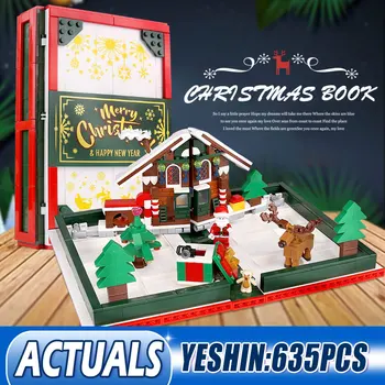 

Creator Toys Santa Claus Elk Rotating Cabin Three Dimensional Story Book Model Building Kits Blocks Bricks Christams Gifts