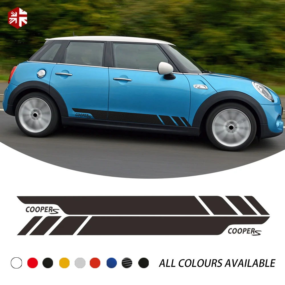 

2 Pcs Car Styling Cooper S Graphics Vinyl Decal Racing Door Side Stripes Sticker For MINI Cooper S F56 JCW One Accessories