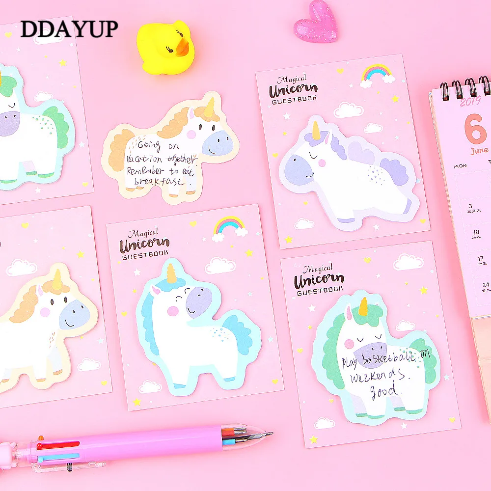

30 Sheets/pcs Korean Kawaii Rainbow Unicorn Sticky Notes Creative Post Notepad DIY Memo Pad Office Supplies School Stationery