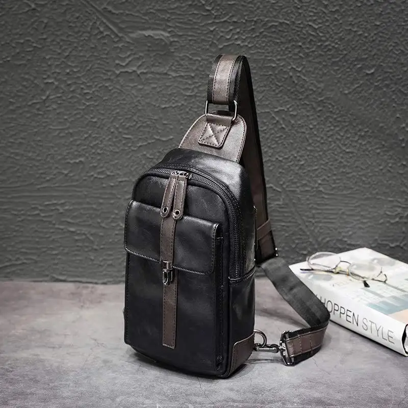 

Multifunction New Bags for Men Pack Male PU Leather Shoulder Bag Waist Bags Waterproof Anti theft Chest Fashion crossbody bags