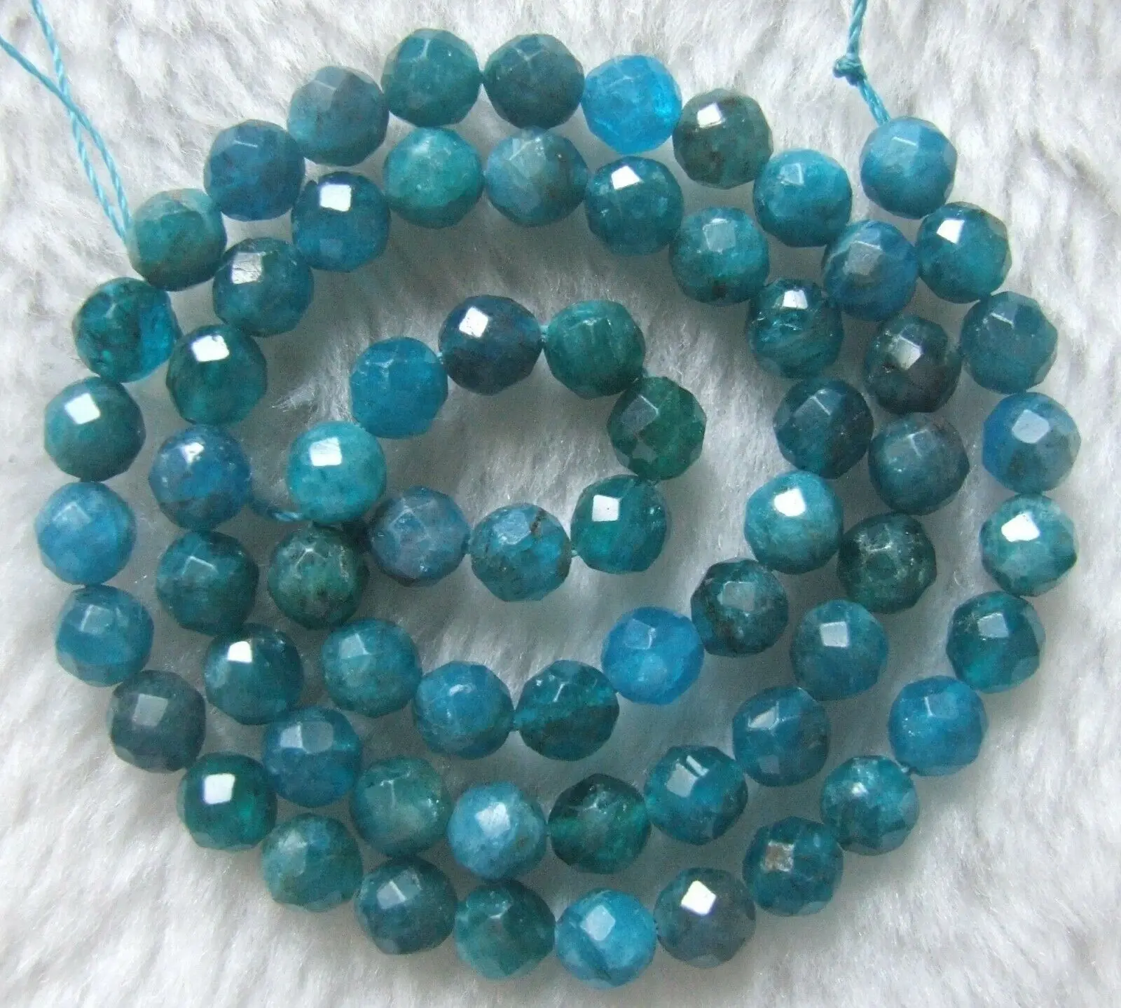 

6mm 8mm 10mm Natural Blue Apatite Faceted Round Loose Beads 15.5Inch