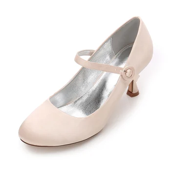 

MarHermoso satin round head female high heels wedding banquet shoes female high heels casual women's shoes