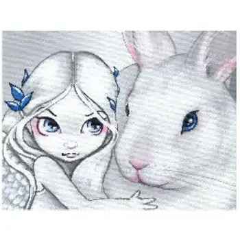 

The girl and rabbit patterns Counted Cross Stitch 11CT 14CT 18CT DIY Chinese Cross Stitch Kits Embroidery Needlework Sets
