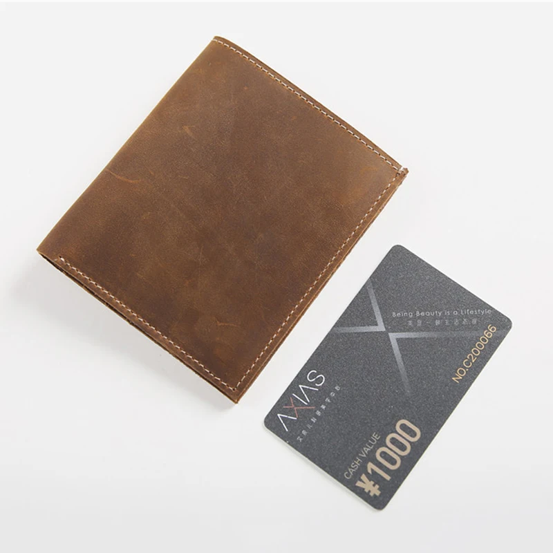 Brand Designer Genuine Leather Men Wallets Vintage Crazy Horse Cowhide Male Short Slim Walet Card Holder Purse with Coin Pocket