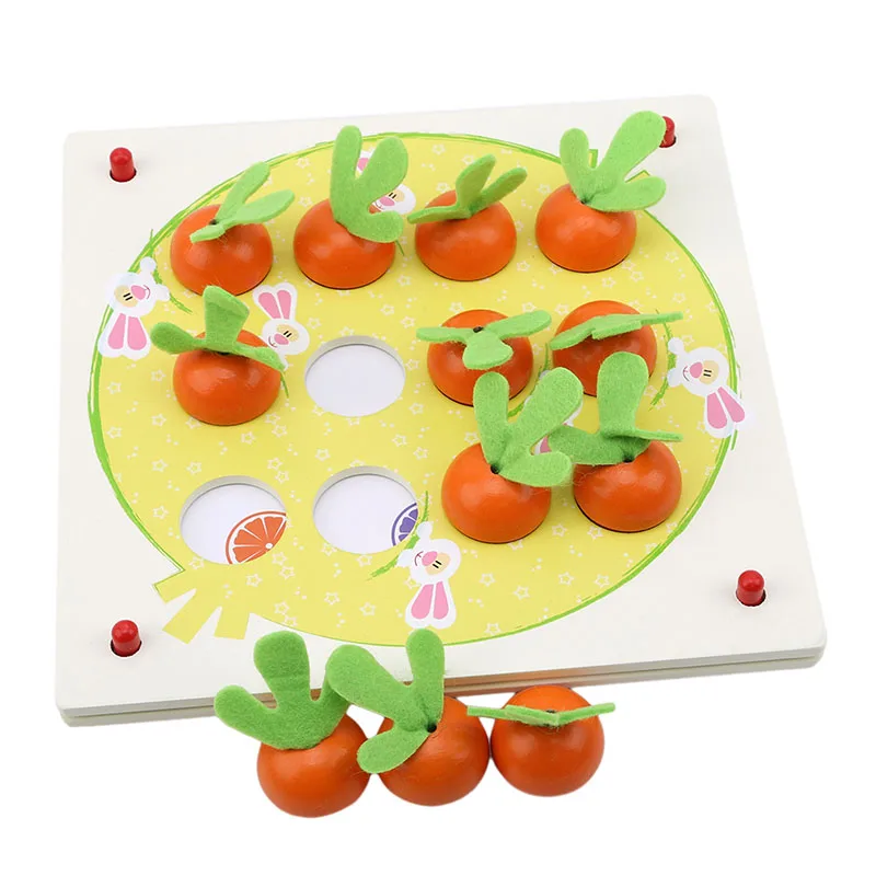 Игра в шахматы с морковкой и памятью, 3D головоломка, деревянные игрушки для детей, деревянная головоломка, 3D Tangram Jigsaw Board для детей раннего образования