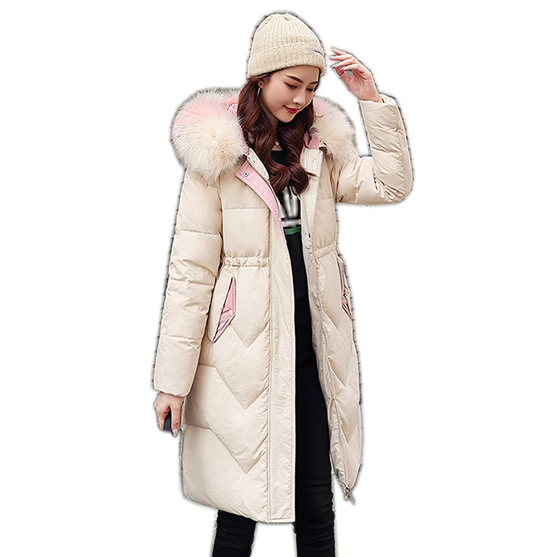 Зимняя куртка женская пальто новая мода повседневная меховая с капюшоном средней длины хлопок утолщенная теплая парка зимняя верхняя одежда плюс размер