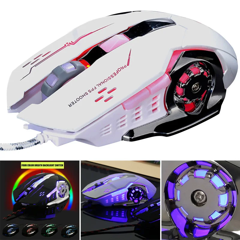 V5 проводной светодиодный с подсветкой 4000 dpi оптическая USB эргономичная игровая мышь для ПК ноутбука DU55