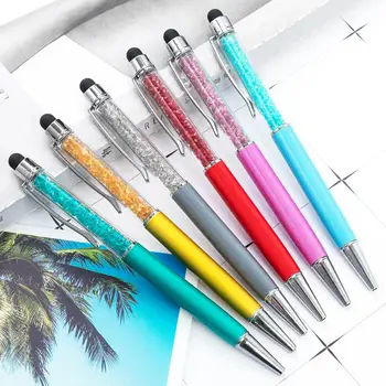 

36 pcs/lot Metal Capacitive Ballpoint pen Cute Diamond Crystal ball pens Business pen School writing supplies