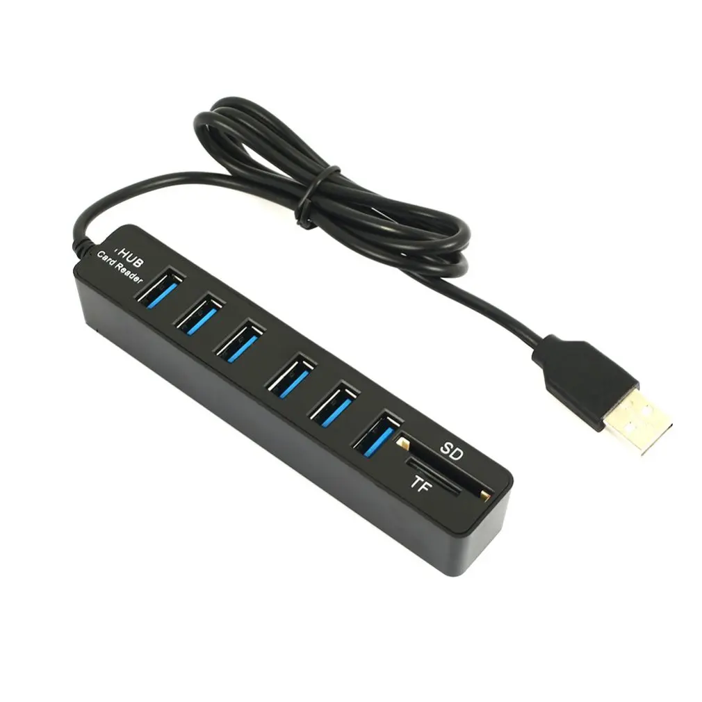 Мини-usb-концентратор 3,0 Мульти USB 3,0 usb-хаб 3 порта концентратор с TF SD кардридер 6 портов 2,0 Hab адаптер для ПК Аксессуары - Цвет: White 6 Ports