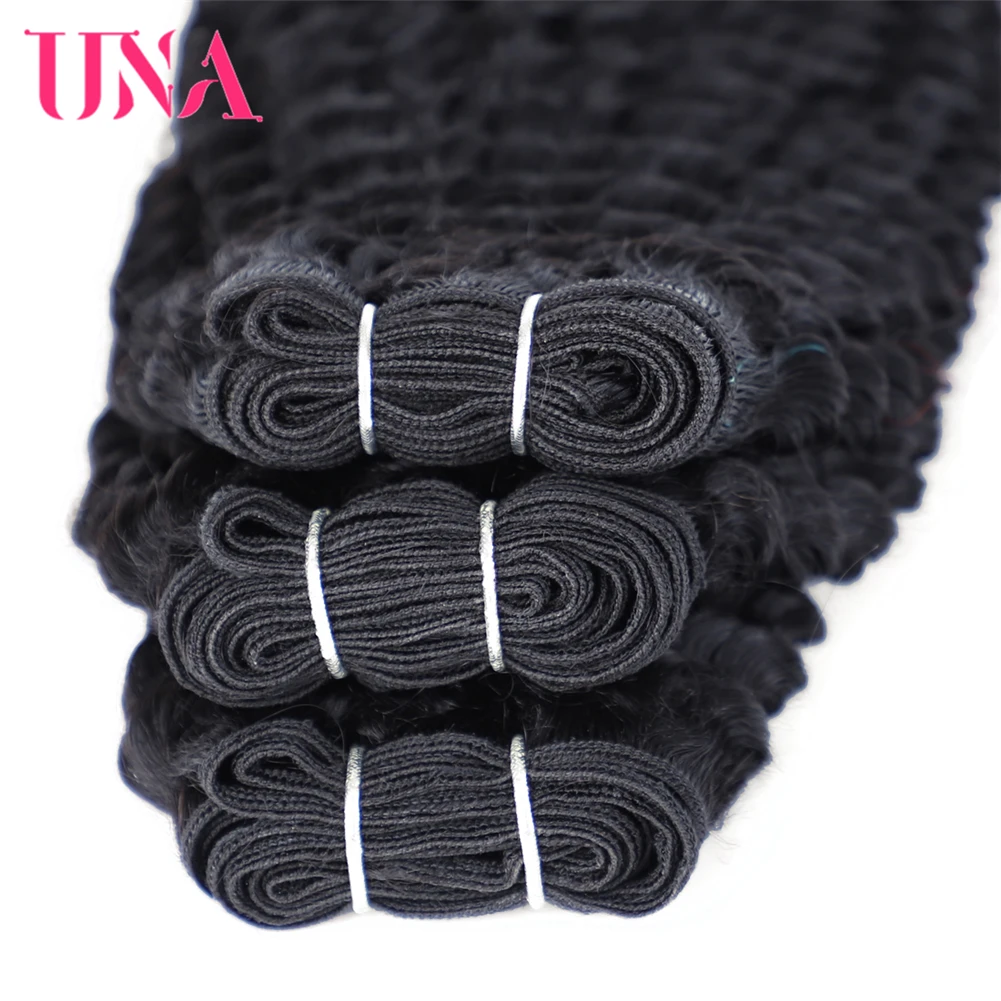 UNA Curly Hair Malaysia Human Hair Bundles 3 Bundles Deal Non-Remy Extensions 300g/lot Color #1B 8"-28" 7A Middles Ratio