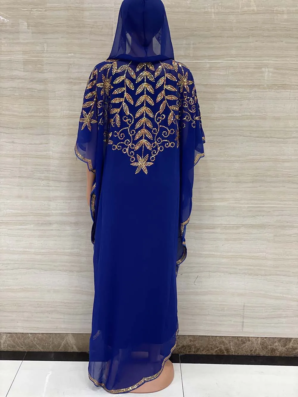 african fashion designers New Style African Women's Clothing Dashiki Abaya Hooded Stylish Chiffon Fabric Sequins Loose Long Dress Free Size ONE Piece african suit