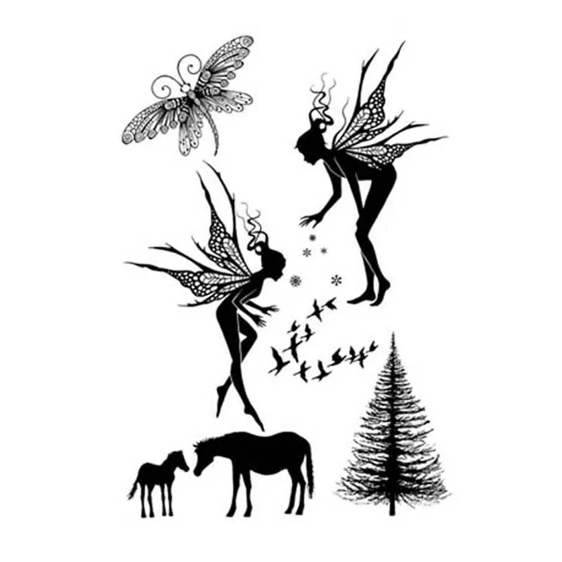 

Fairy Clear Stamps for DIY Scrapbooking Butterfly Tree Silicone Seals Crafts Stencil Making Album Paper Card Sheet Decor Stamps