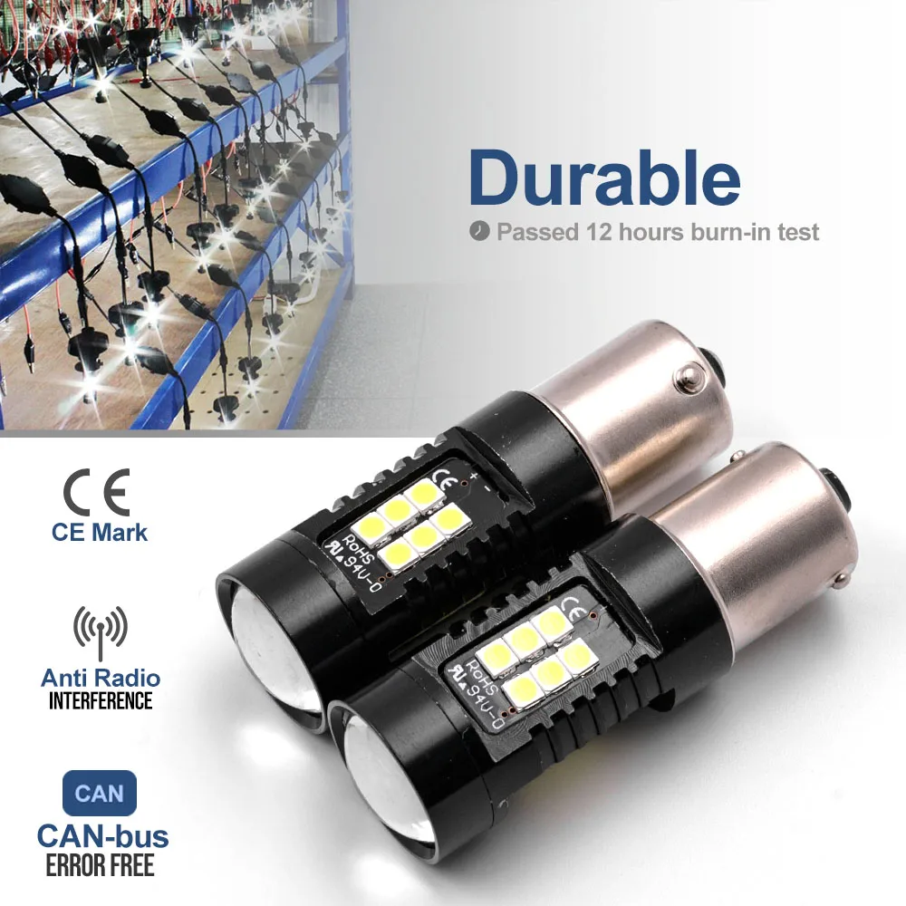 For Dacia Lodgy Dokker 2012-up BA15S 1156 P21W LED Daytime Running Light Bulbs No Hyper Flash Canbus DRLs Car Headlamp