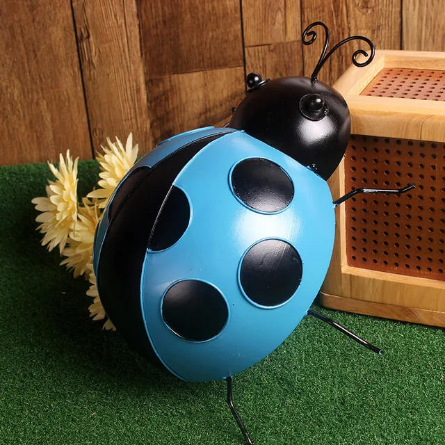 Fém Katicabogár Rovar Kerítés Fogas Falfal Lógó Otthon Kültéri Kerti Dekoratív Figurák Gyerekek Játékok Ajándék Művészeti Dísz 10 Cm - Image 4