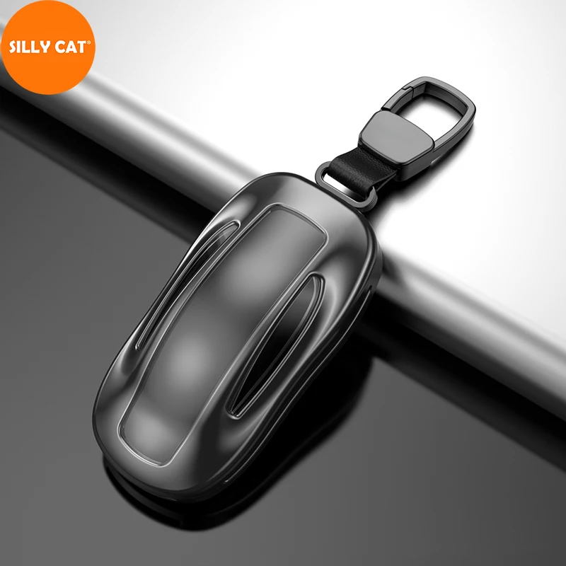 

Metal Car Keychain Remote Car Key Case Cover Holder Chain Fob Suitable for Model X SUV Key Case Car Decoration Modification