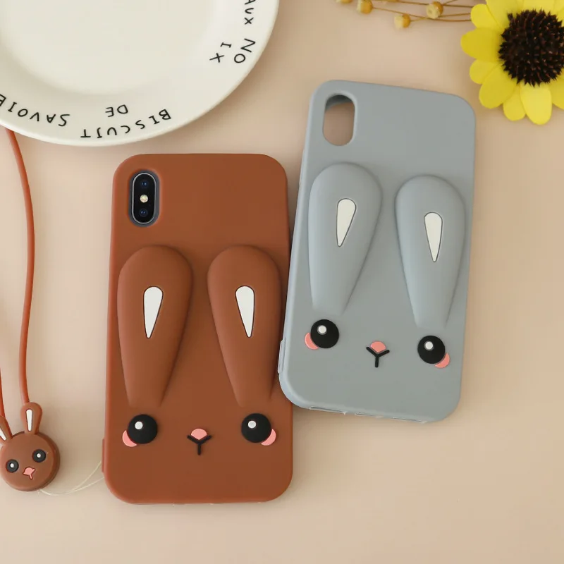 Мультяшный чехол со шнурком для iPhone XR XS Max 8 Plus мягкий силиконовый из ТПУ 11 Pro