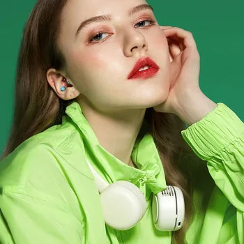 

GUZI Hanging Neck Fan Hand Free Portable Neckband Sports Fans USB Rechargeable Headphone Design for Office Outdoor Travel