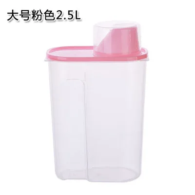 Pink 2.5L 1,9/л пластиковая коробка для хранения еды прозрачный герметичный контейнер с залить кухонные крышки для хранения злаков бутылки рис бобы банка - Цвет: Pink 2.5L