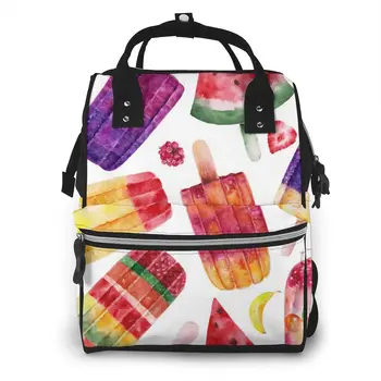 

Summer Ice Cream Watercolor Diaper Bag Mummy Maternity Baby Bags Travel Baby Nappy Changing Backpack Women Stroller Organizer