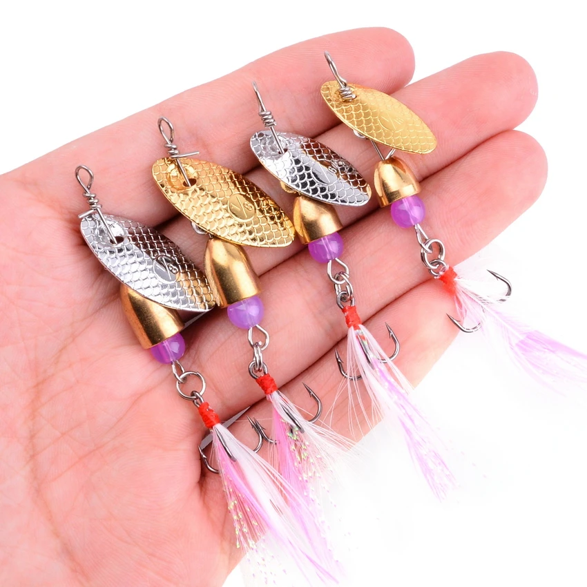 Lot De 5 Cuillères Tournantes Métal Pour Pêche Truite, Bar, Brochet - 3.5g Et 5g