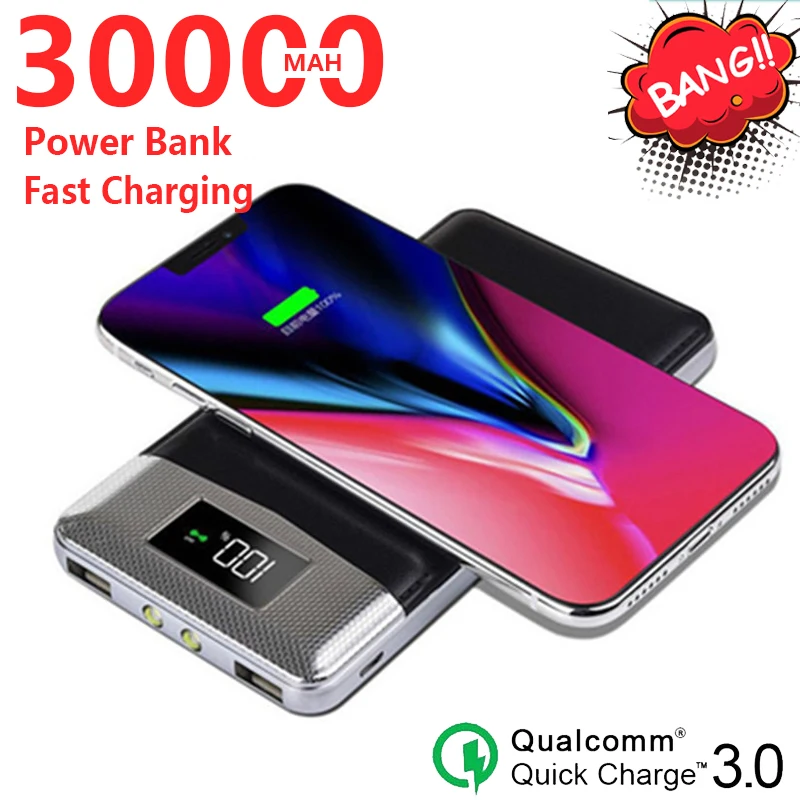 Wireless 80000mAh Qi Charging Solar Portable Batteery Panel Powerbank LED Emergency Fast External Battery For Iphone13 Samsung21 powerbanks