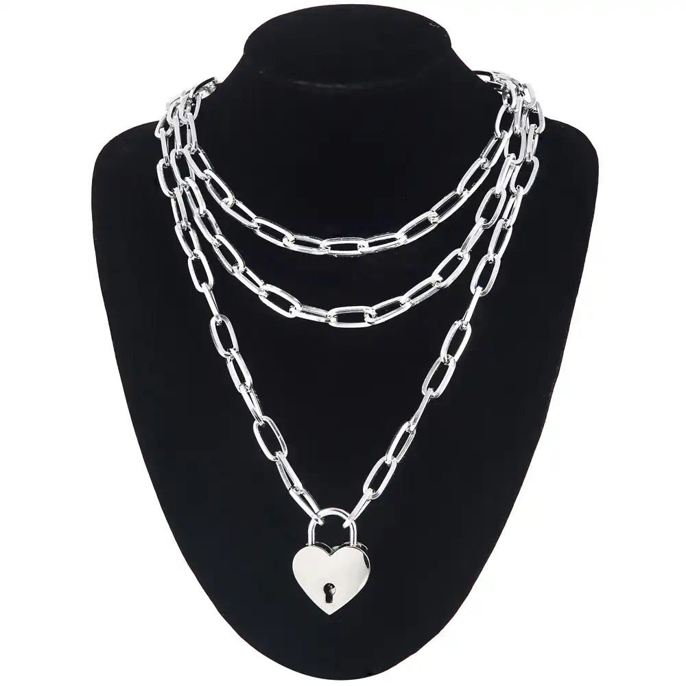 Collier Pendentif Cle A Mon Cœur Pendentif Cadenas Chaine Sur Le Cou Gothique Egirl Y2k Bijoux Cadeau Pour Couple Aliexpress